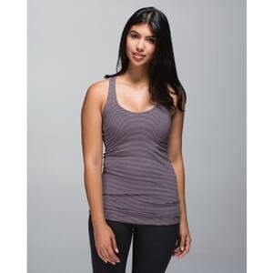 Lululemon Cool Racerback Tank Top Mauve Pink Gray Stripe 0 / XS